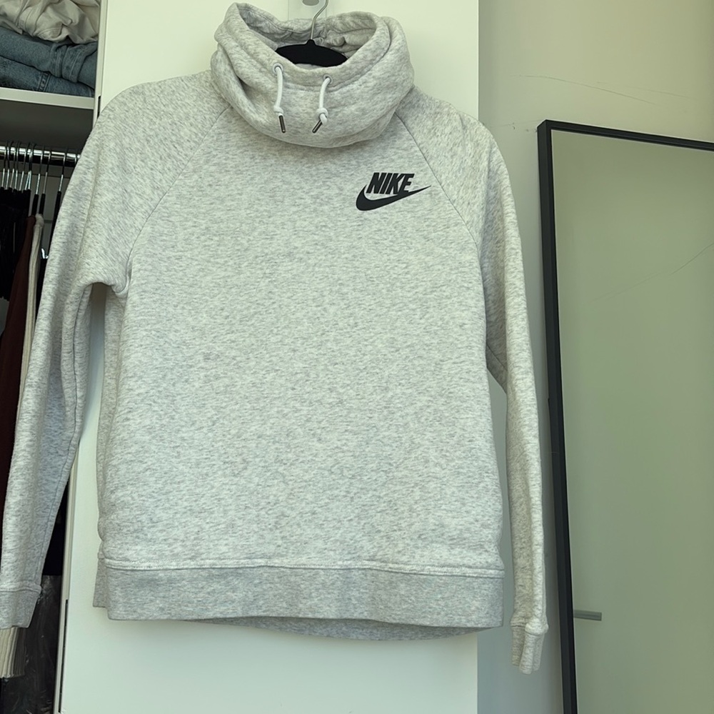 Gray Nike Funnel Neck Hoodie Sweatshirt